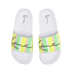 KARL KANI SIGNATURE PINSTRIPE POOL SLIDES Πράσινο Πολύχρωμο