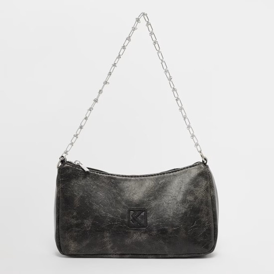 Karl Kani OG Crackle PU Knot Chain Shoulder Bag Μαύρο