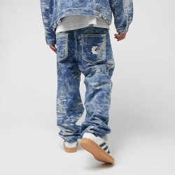 Karl Kani OG K Distress Camo Five Pocket Denim Μπλε
