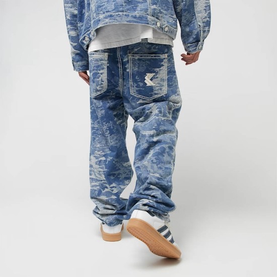 Karl Kani OG K Distress Camo Five Pocket Denim Μπλε