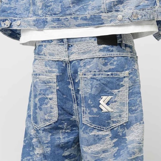 Karl Kani OG K Distress Camo Five Pocket Denim Μπλε