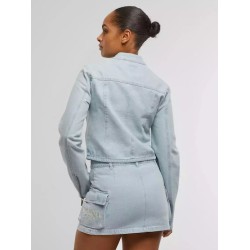 Karl Kani Retro Tm Denim Biker Jacket Bleached Blue  Μπλε