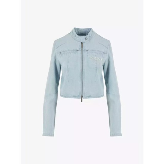 Karl Kani Retro Tm Denim Biker Jacket Bleached Blue  Μπλε