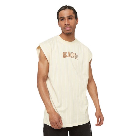 Karl Kani Small Serif Pinstripe Ανδρικό T-shirt Κοντομάνικο Off White