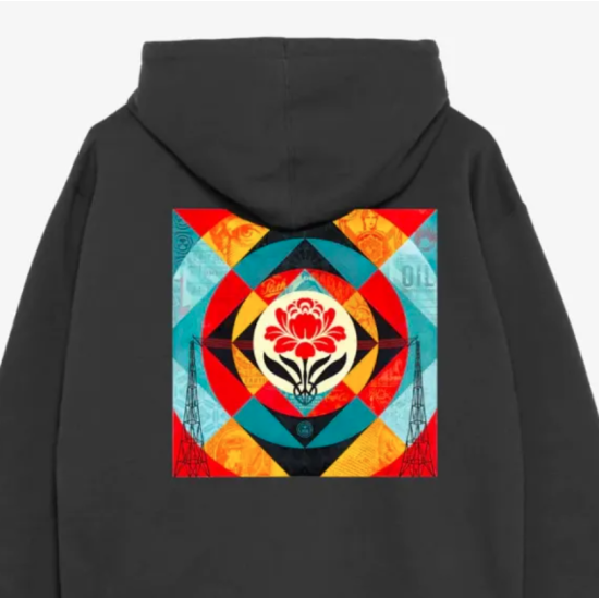 Geometric Power Canvas Fleece Hoodie Μαύρο