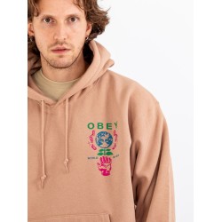 OBEY Helping Hand Hoodie Καφέ