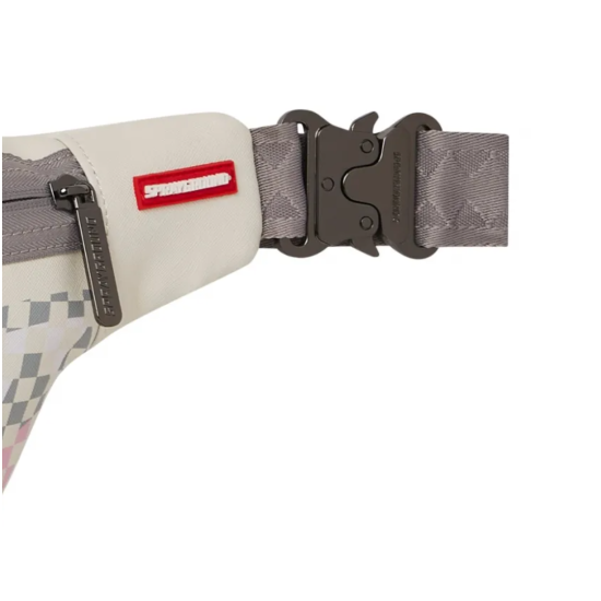 Sprayground Cream Check Shark Central Savvy Crossbody Άσπρο