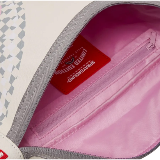 Sprayground Cream Check Shark Central Savvy Crossbody Άσπρο