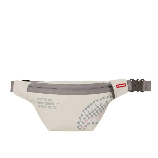 Sprayground Cream Check Shark Central Savvy Crossbody Άσπρο