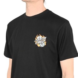 Santa Cruz Flaming Dice Dot Chest T-Shirt Μαύρο