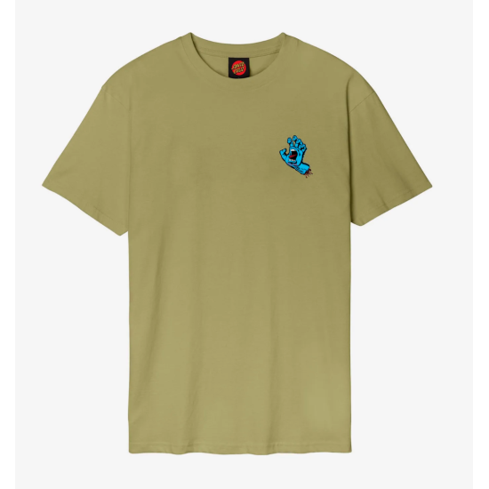 Santa Cruz Screaming Hand Chest T-Shirt Λαδί