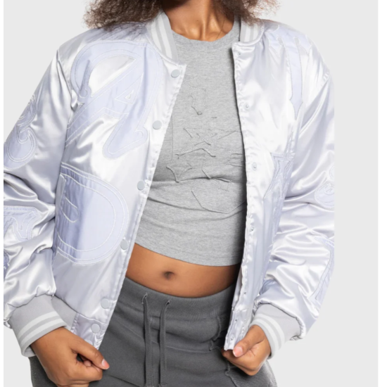 Trapstar Women’s Wildcard Stadium Jacket Silver Γκρι