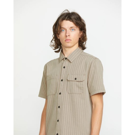 Volcom Trade Stone Shirt Light Khaki Λαδί