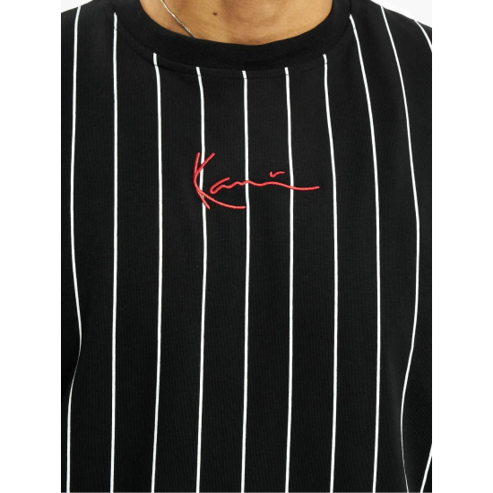 KARL KANI T-SHIRT SMALL SIGNATURE PINSTRIPE Mαύρο