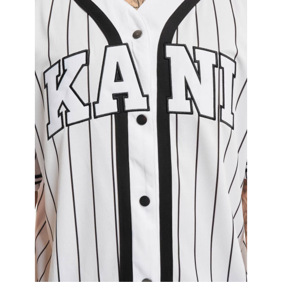 KARL KANI SERIF PINSTRIPE BASEBALL SHIRT Άσπρο